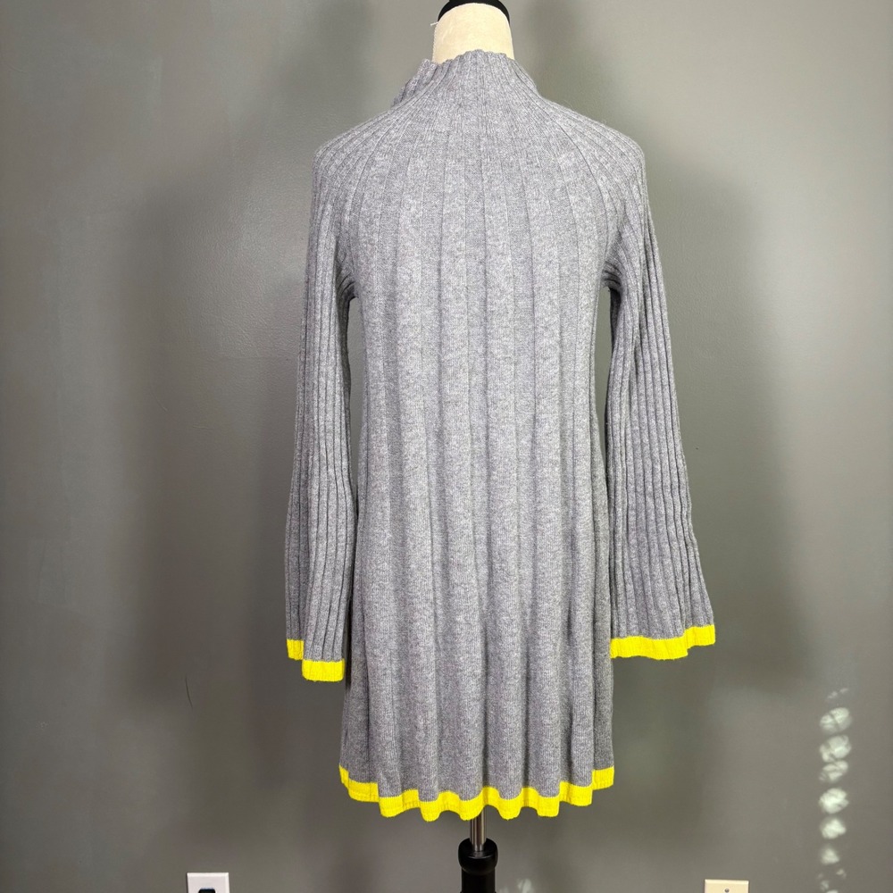 Anthropologie Funnel Neck Sweater Dress XS Wool Alpaca‎ Ribbed Retro Bell Sleeve - Picture 3 of 8